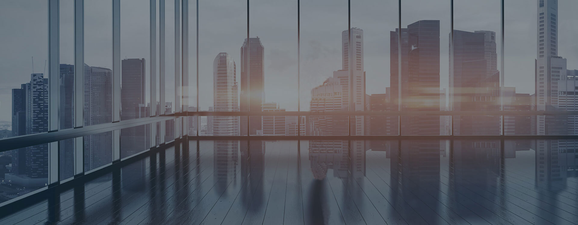 The man are staying on a big office